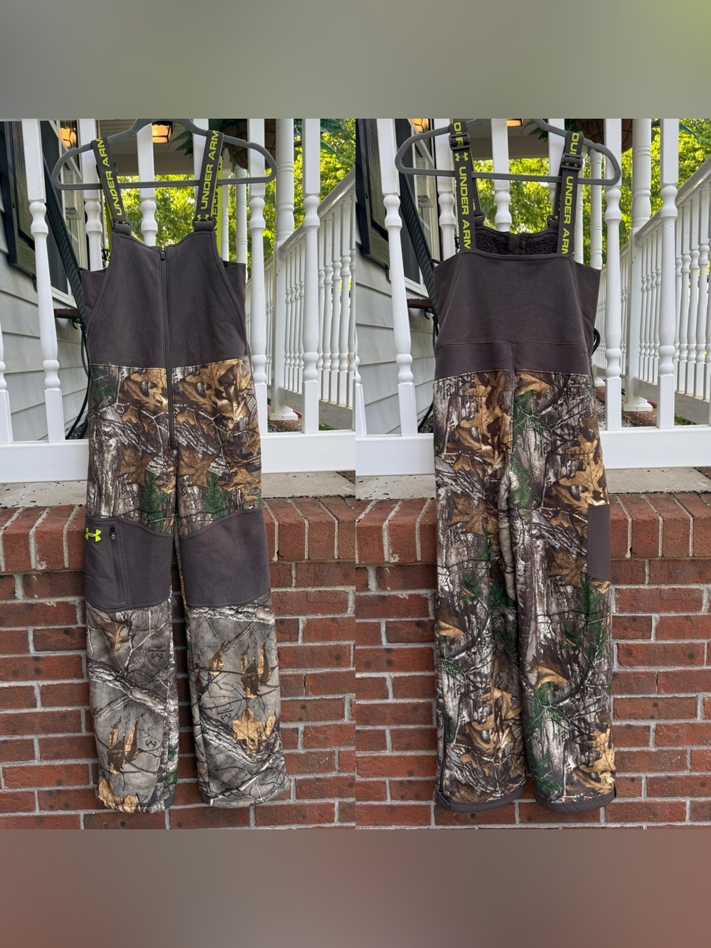 Under Armour camouflage Real Tree bibs Fleece Lined Overalls Size Large Youth